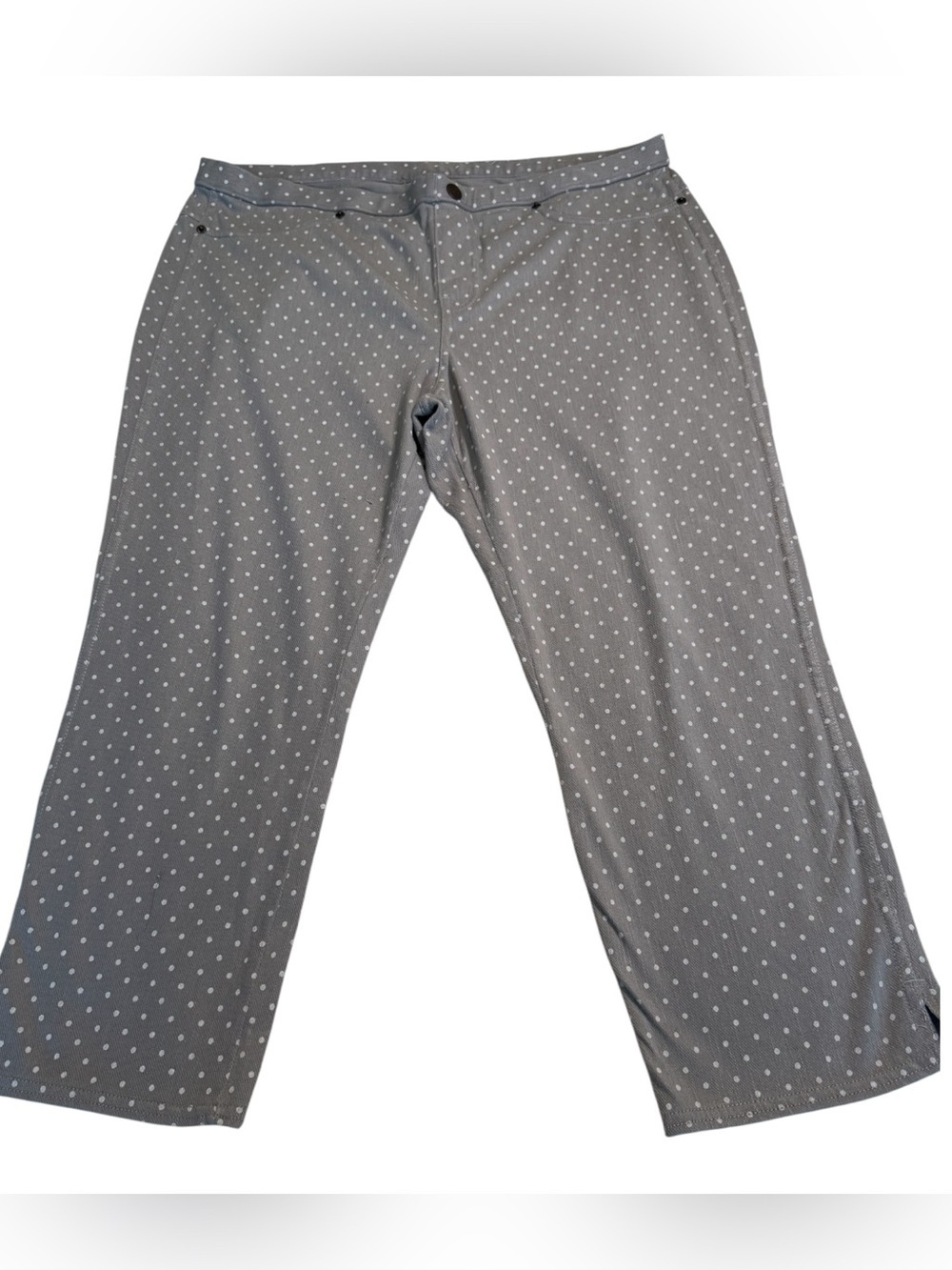 HUE Gray Polka Dot Cropped Capris